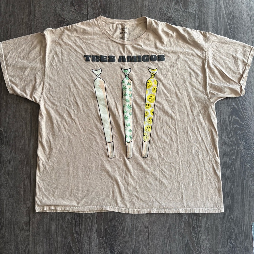 Return To Sender 'Thee Amigos' Graphic T-Shirt XXXL Super Soft Tan/Beige